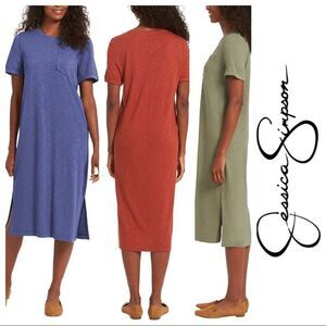 NWT JESSICA SIMPSON Ladies Comfy Lounge Tee Midi Dress in Orange Burnt Brick